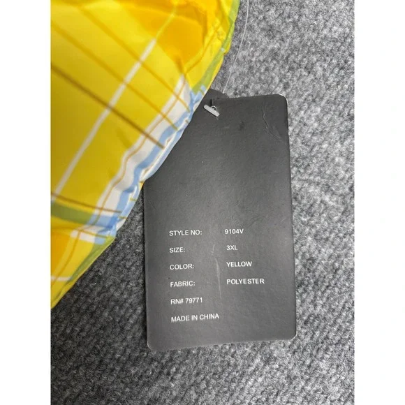 VTG Y2K Jordan Craig Yellow Plaid Reversible Puffer Vest Hooded Size 3XL NEW - Picture 11 of 13